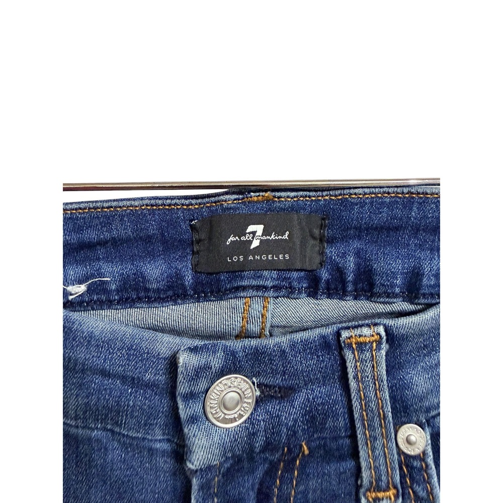 7 For All Mankind High Rise Straight Leg Jeans Medium Wash Denim Size 27 - Picture 4 of 7